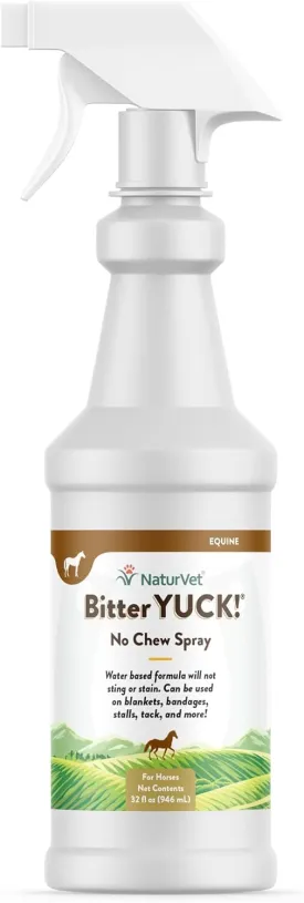 NaturVet Bitter Yuck No Chew Spray Horse Supplement  Helps Deter Chewing on Manes, Tails, Bandages, Wounds  No-Sting Water-Based Supplement for Horses  32 Oz.