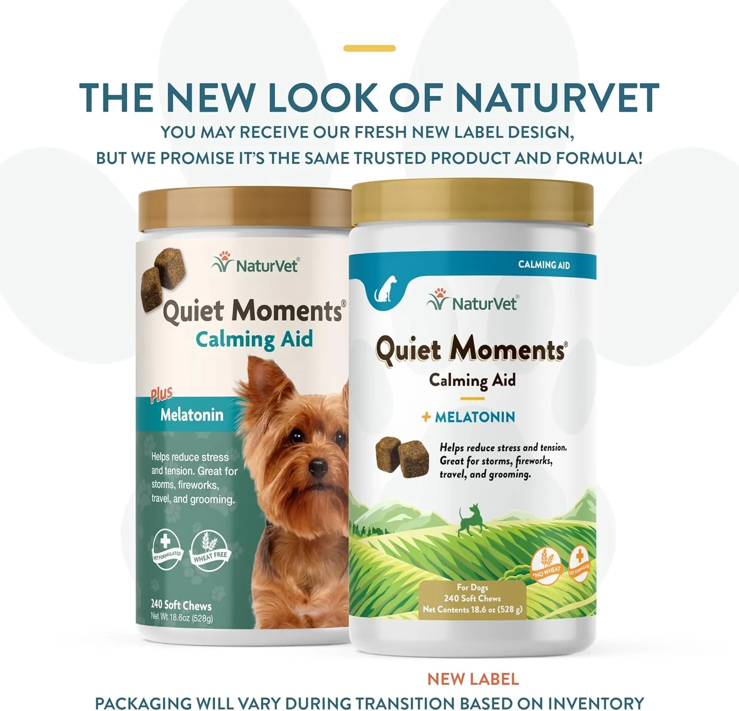 NaturVet Quiet Moments Calming Aid Melatonin Dog Supplement  Helps Reduce Stress in Dogs  for Pet Storm Anxiety, Fireworks, Motion Sickness, Grooming, Separation, Travel  240 Ct. Chews