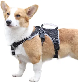 No Escape Dog Harness, Escape Proof Harness, Fully Reflective Harness with Padded Handle, Breathable,Durable, Adjustable Vest for Medium Dogs Walking, Training, and Running Gear (Black, M)