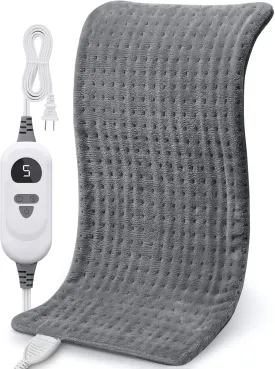 NOWWISH Heating Pad for Back Pain & Cramps Relief, Moist Heat Pad for Neck & Shoulder, Auto Shut Off, Machine Washable, Christmas Gifts for Women, 12"x 24" Gray
