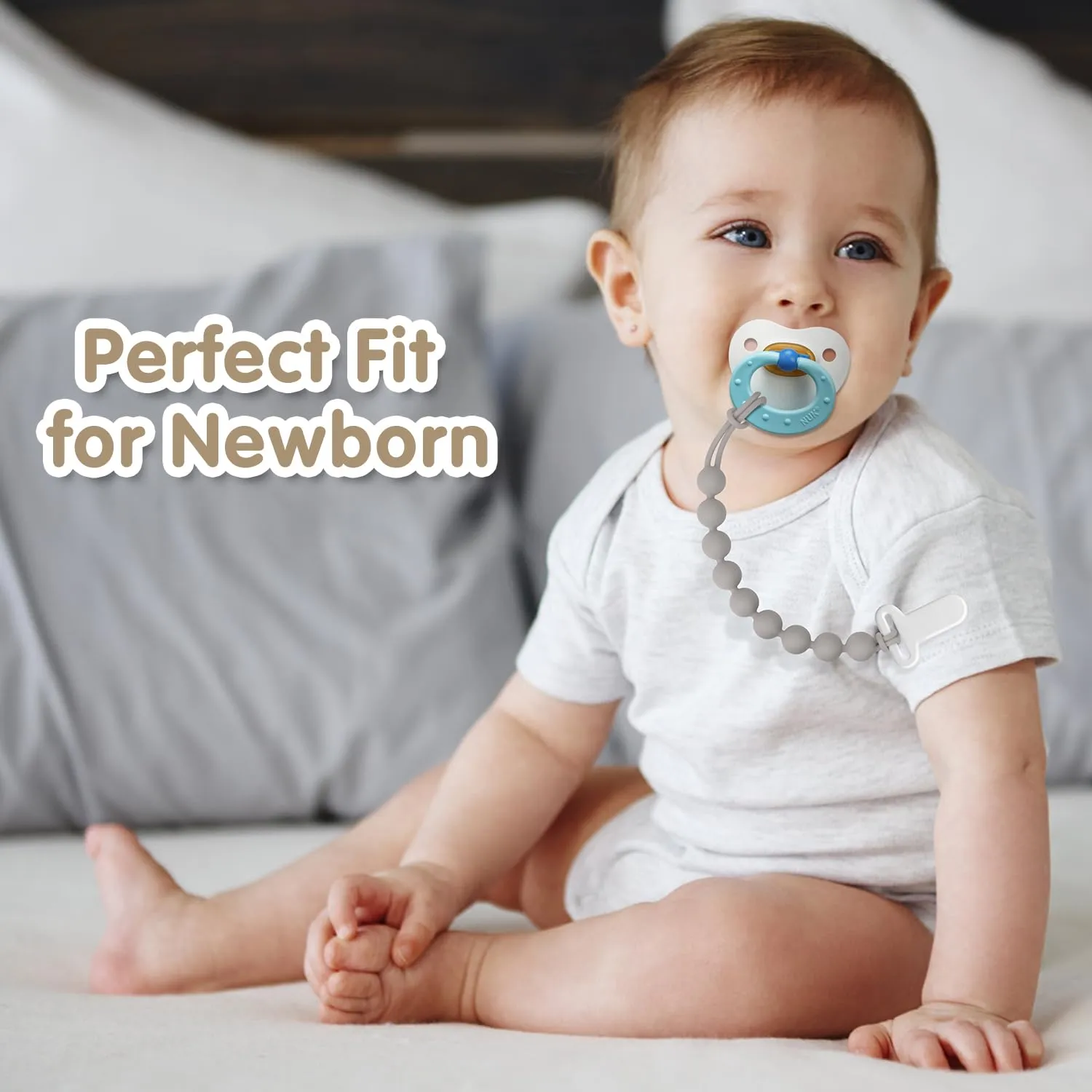 Pacifier Clips Silicone, 4-Pack Pacifier Holder Clip with Stylish Round Design, 100% Food Grade Silicone, Safe Essentials for Newborns Baby Boys and Girls Easter