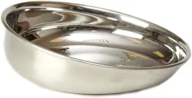 PetRageous 18447 Bermuda Stainless-Steel Shallow Slanted Dog or Cat Bowl with Embossed Paw 6.37-Inch Width and 2.04-Inch Height 1.6-Cups Capacity, Metallic