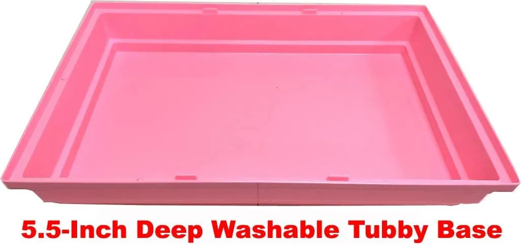 Pink Extra Large 23" Habitat Hamster Rodent Gerbil Mouse Mice Rat Wire Cage Long Crossing Tube & Deep Tray Expandable and Customizable 23.2" L x 14" W x 15.7" H