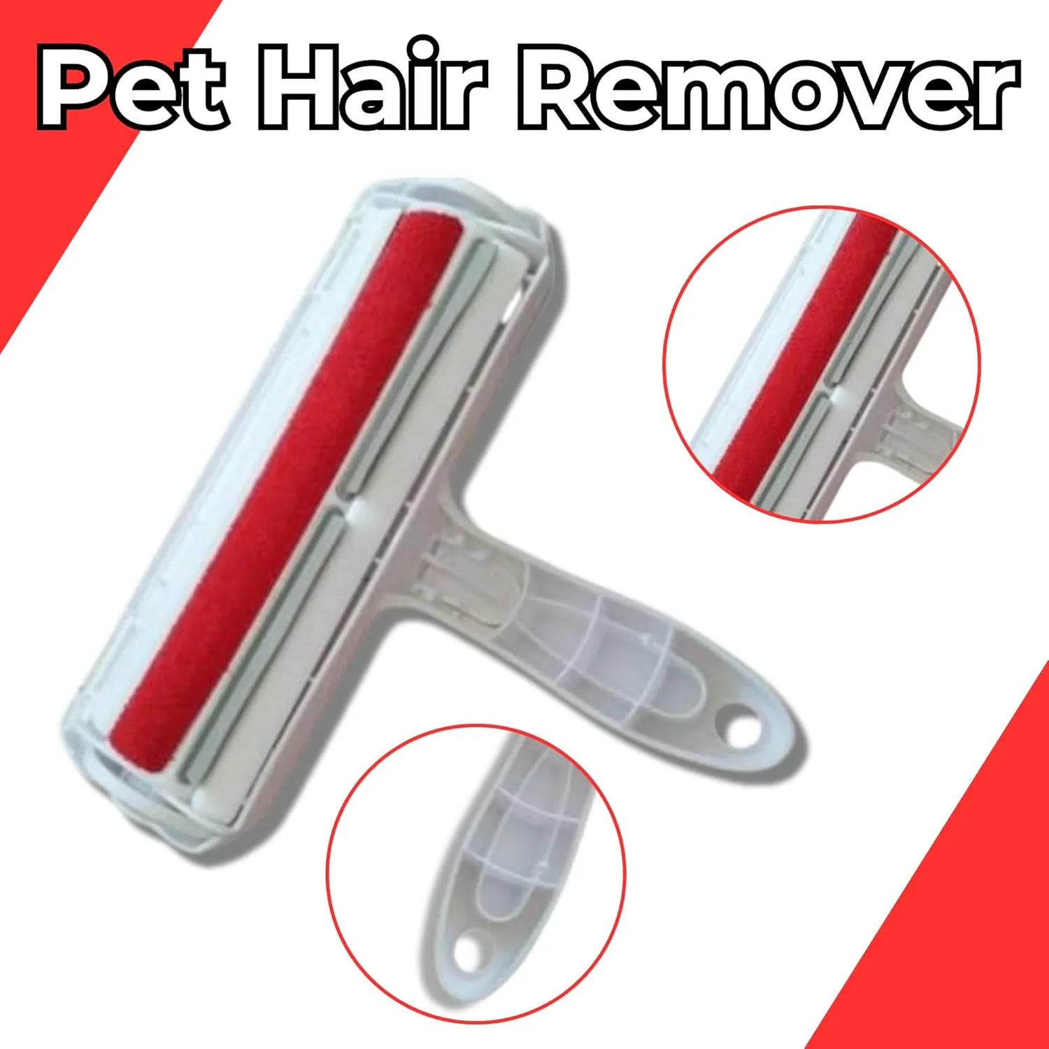 Portable Pet Hair Remover | Reusable Lint Roller for Cat and Dog | Hair Remover for Furniture, Couch, Carpet, Clothing, Seat and Bedding (Red)