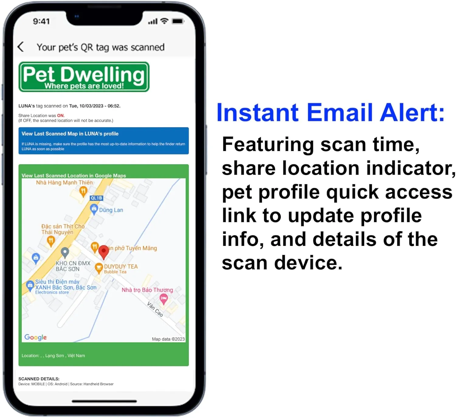 Premium Pet ID Tag for Dogs and Cats: Easy Scan QR Code, Instant Online Pet Profile Access, & Scan Location Alerts(Lux Rose Gold White Paw)