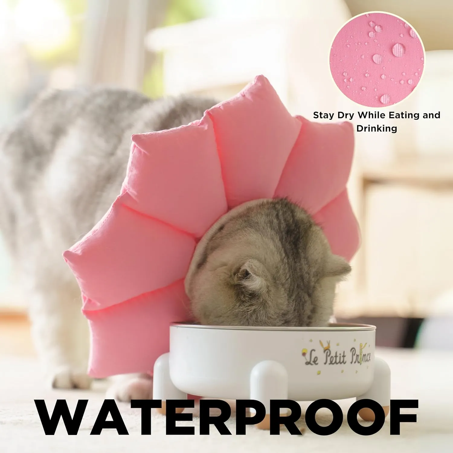 Puffy Crew Soft Cat Cone Collar, Adjustable Waterproof Recovery Collar, Lightweight Elizabethan e Collar for Cats of All Breeds (Pink, Medium, Neck Circumference 6.5'' - 10.5'')