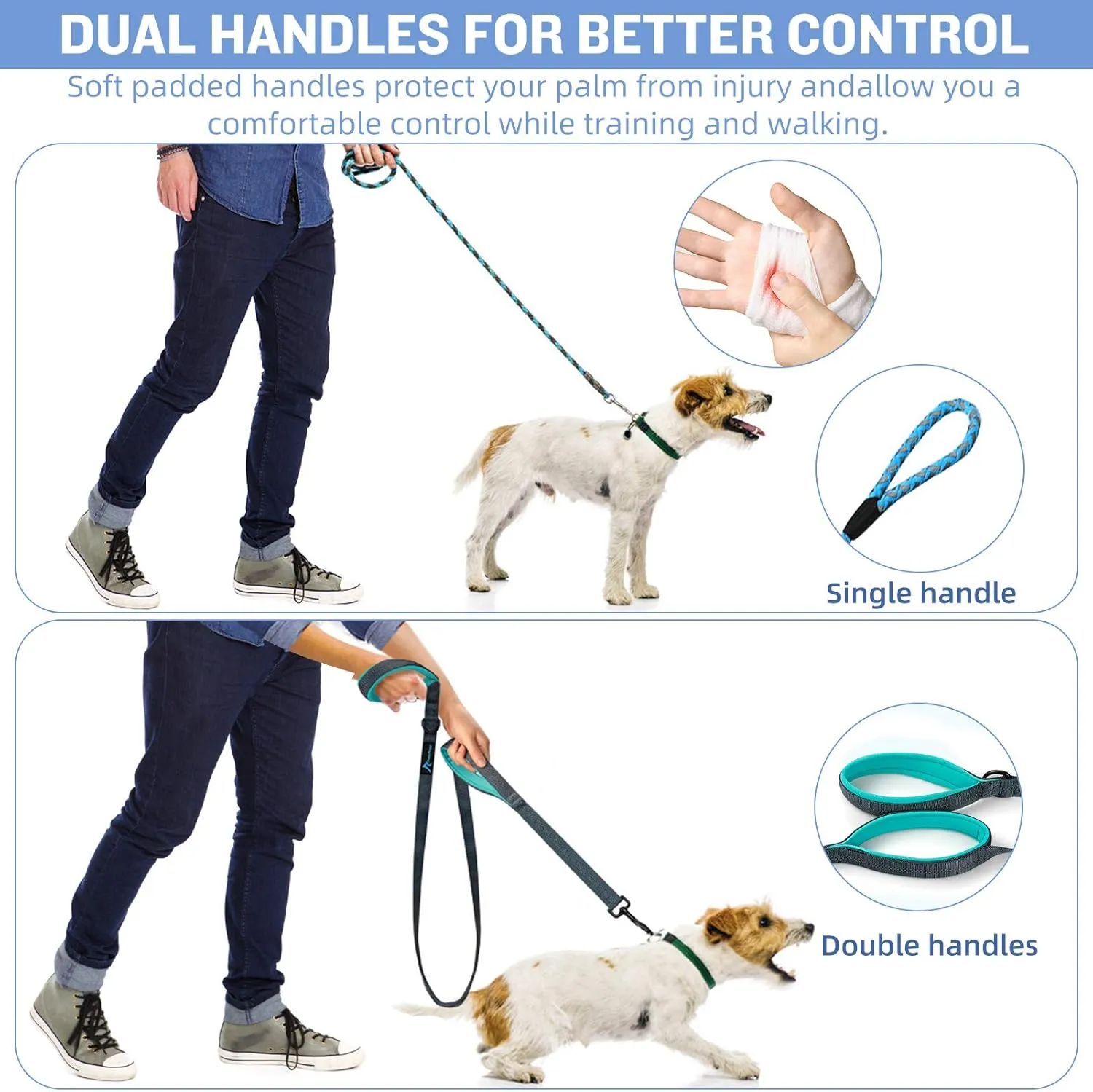 PuppyDoggy Dog Leash for Large Medium Dogs 6Ft x 1" Reflective Stitching Large Leash 2 Traffic Padded Handles Dog Lead Rope with 1 Piece Poop Bag Dispenser Holder for Running Walking Training (Pink)