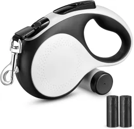 Retractable Dog Leash 26Ft Durable Dog Walking Leash Suits for Extra Large Breed Dogs or Cats with Removable Dispenser and Poop Bags Heavy Duty No Tangle Rope Pet Walking Up to 110lbs