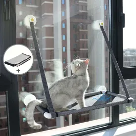 Safety Cat Window Hammock w/Summer Breathable Mesh & Removeable Warm Blanket & Strong Opaque Suction Cups, Space Saving Window Mounted 26*14 XL Cat Perch for Large/Medium/Small Indoor Cats