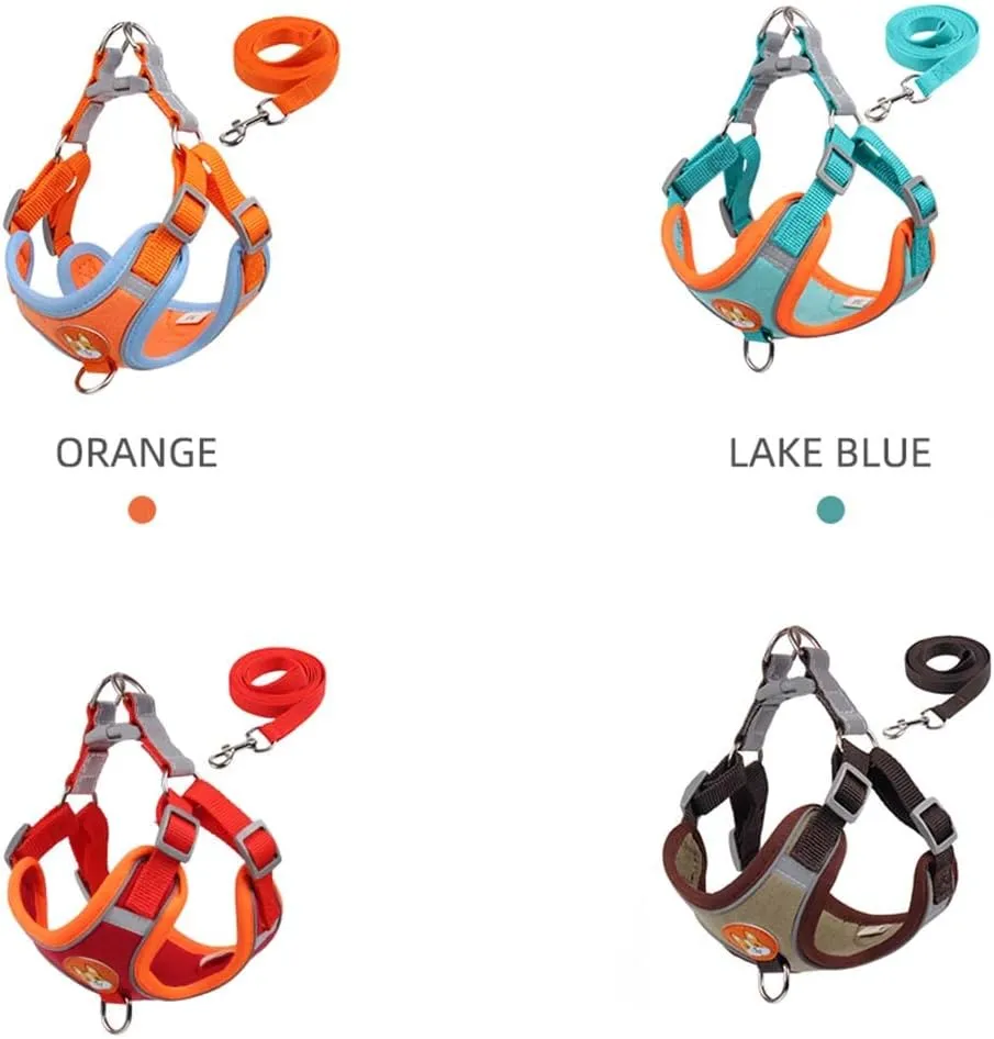 Soft Harness for Dogs,No Pull Dog Harness and Lead Set, Puppy Cat Step in Vest Harness Leash, with Reflective Strips, for Small or Medium and Large Size Dog