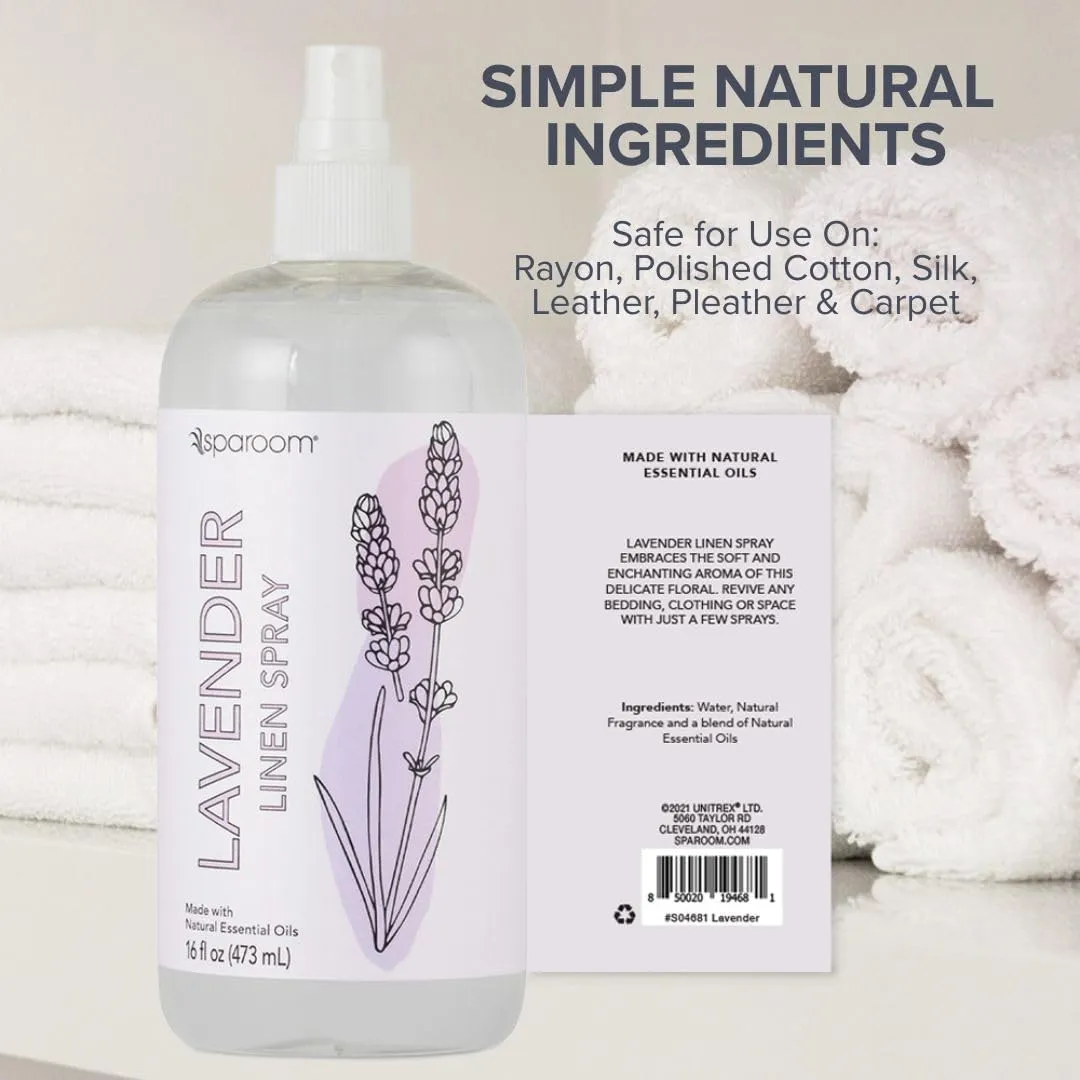 SpaRoom Aromatherapy Linen and Fragrant Room Spray Made with Essential Oils, 16 Ounces, Lavender ~ Relaxing, Floral, Calming