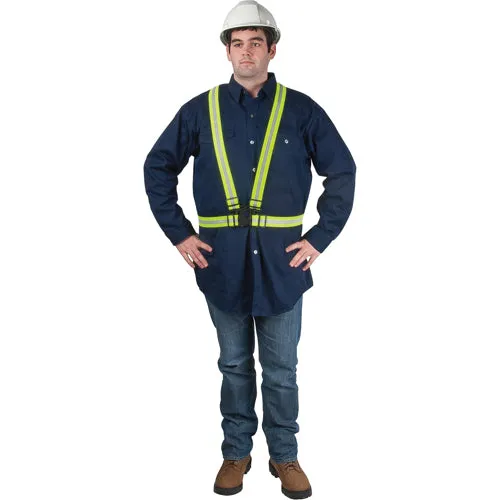 Standard-Duty Safety Harness, High Visibility Lime-Yellow, Silver Reflective Colour, Large