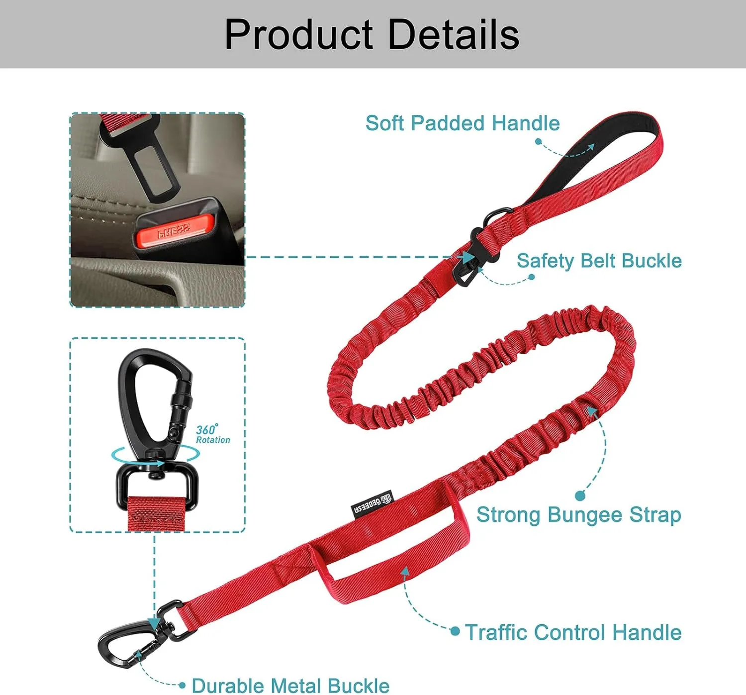 Tactical Dog Collar Adjustable Military Collar: - Nylon K9 Collars with Handle and Heavy Duty Metal Buckle for Medium and Large Dogs with 3 Patches and Airtag Case Holder (Red-Set, L)