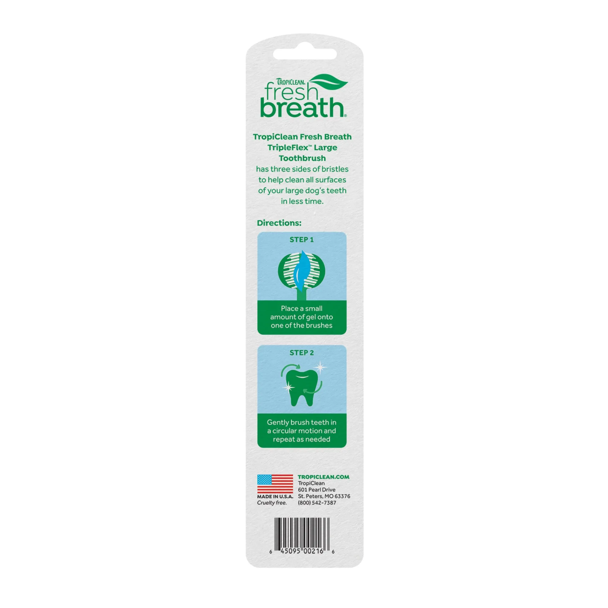 Tropiclean Fresh Breath Triple Flex Toothbrush For Large Dogs