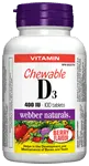 Vitamin D3 Chewable, Berry Flavour, 400 IU, 100 tablets/180 tablets