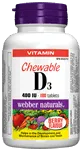 Vitamin D3 Chewable, Berry Flavour, 400 IU, 100 tablets/180 tablets