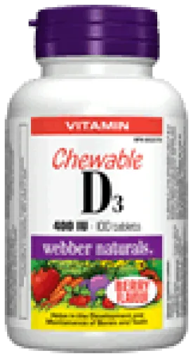 Vitamin D3 Chewable, Berry Flavour, 400 IU, 100 tablets/180 tablets