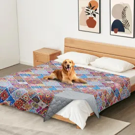 Waterproof Dog Blanket, Bohemian Dog Bed Cover Pet Blanket, Reversible Sofa Couch Cover for Dogs Washable, Protect Furniture Bed Couch Sofa for Puppy Cat (Colorful Medallion, 5282 Inch)