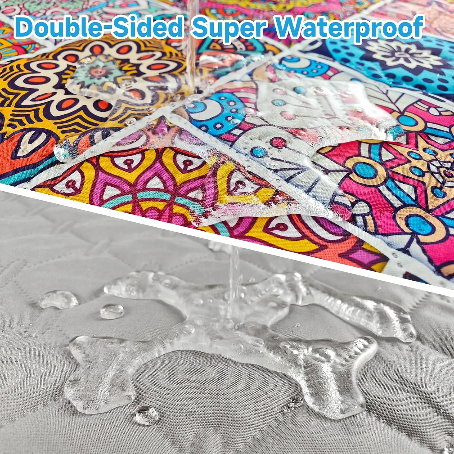 Waterproof Dog Blanket, Bohemian Dog Bed Cover Pet Blanket, Reversible Sofa Couch Cover for Dogs Washable, Protect Furniture Bed Couch Sofa for Puppy Cat (Colorful Medallion, 5282 Inch)