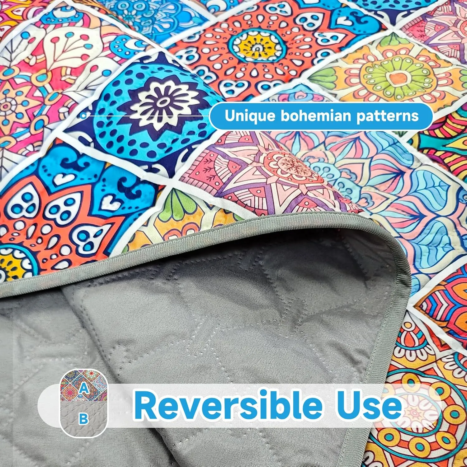 Waterproof Dog Blanket, Bohemian Dog Bed Cover Pet Blanket, Reversible Sofa Couch Cover for Dogs Washable, Protect Furniture Bed Couch Sofa for Puppy Cat (Colorful Medallion, 5282 Inch)