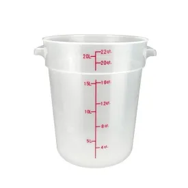 Winco PTRC-22 22 Quart Round Translucent Storage Container with Handles and Graduation Markings | Denson CFE