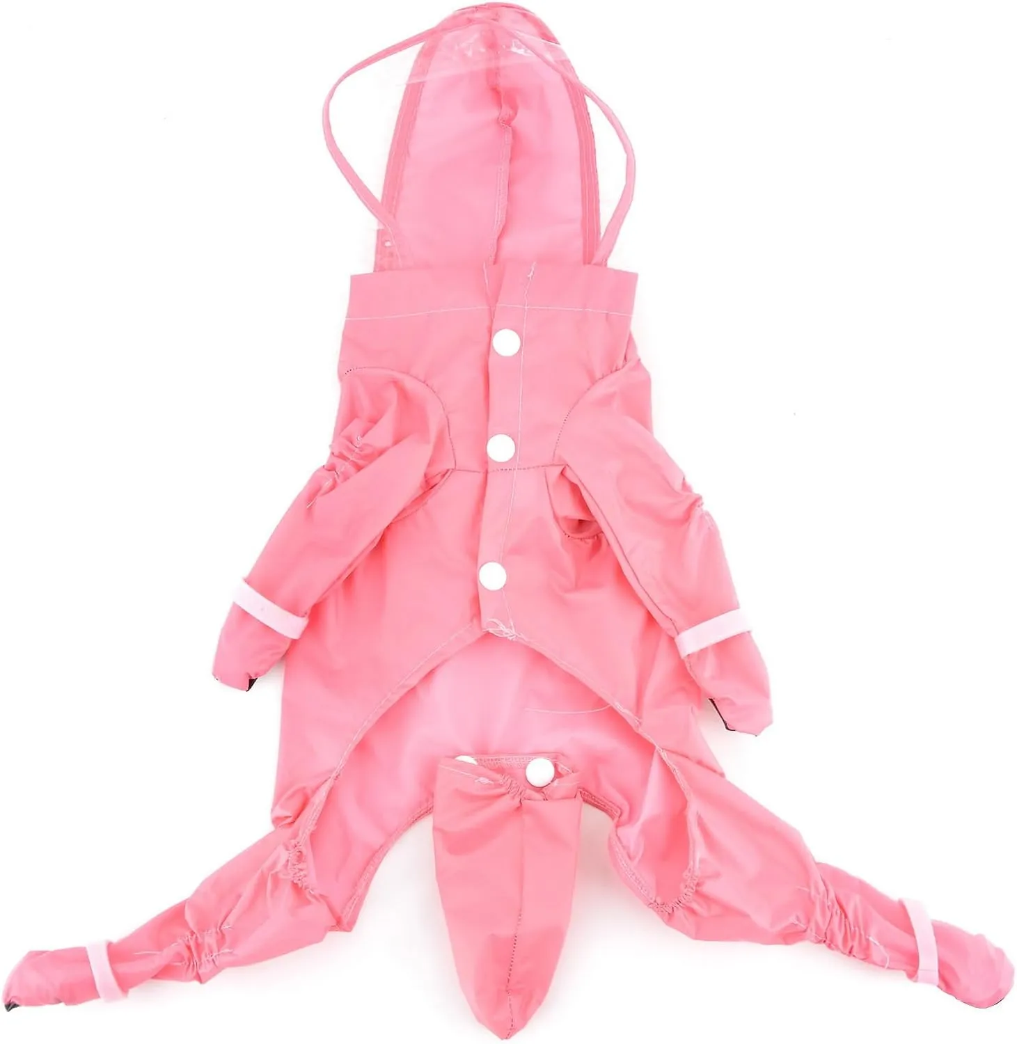 Zunea Waterproof Dog Raincoat with Hood for Small Dogs Rain Poncho Jumpsuit with Rain Boots Puppy Hooded Slicker Rainwear Four-Legged Pet Rain Jacket for Walking Pink S